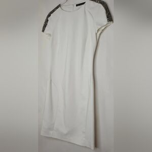 Zara Trafaluc White Midi Dress with Black Sequin Detail